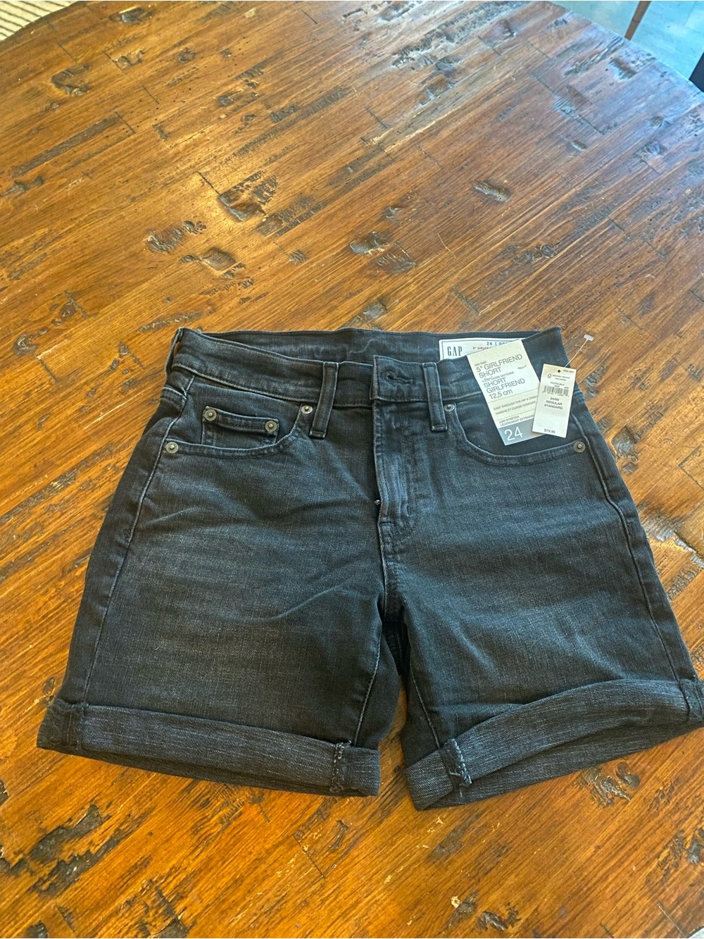 GAP Dark Gray/Black Rolled Hem Denim Shorts